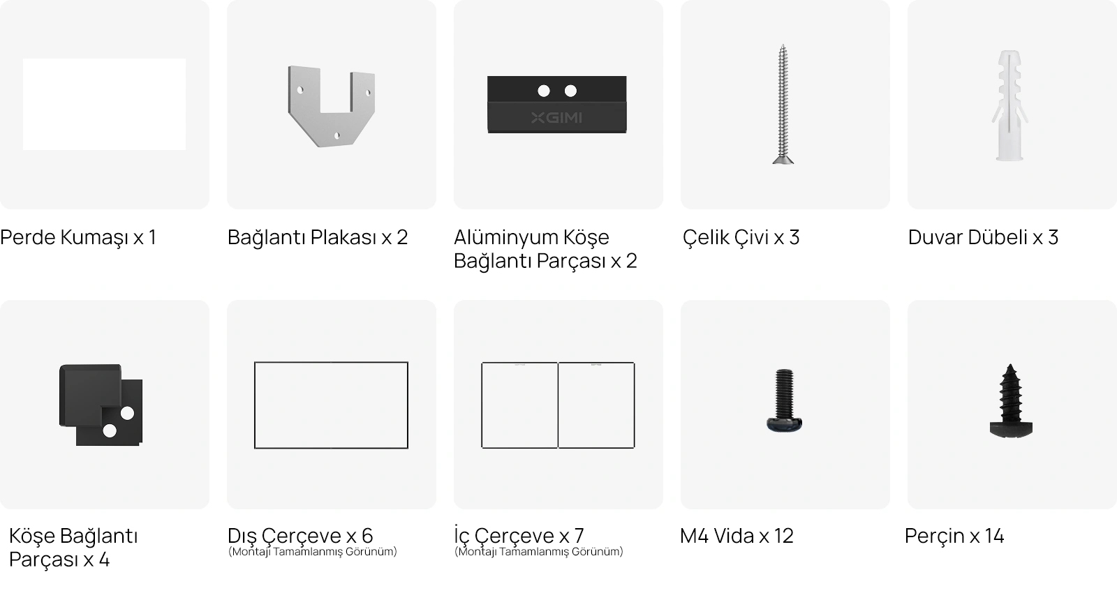 XGIMI Perde Kutu İçeriği